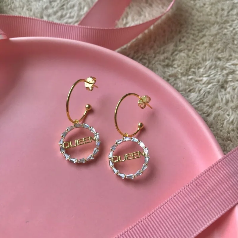S925纯银耳坠圆形耳环潮流耳环女士高级耳饰品
