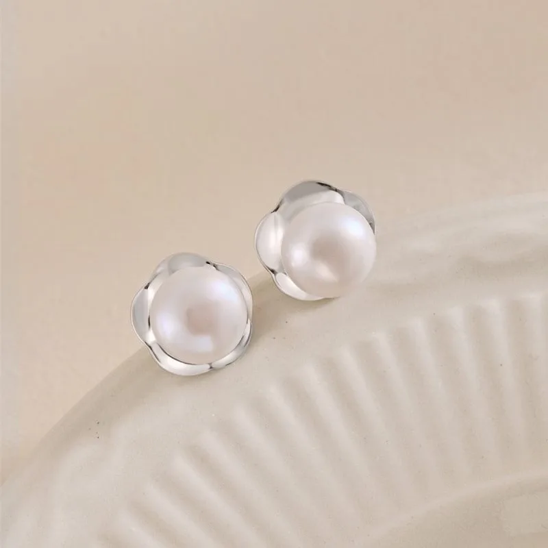 S925纯银天然淡水珍珠耳钉女简约气质高级感珍珠耳饰
