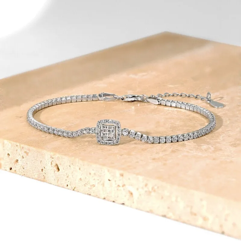 Women's S925 Sterling Silver Full-Row Zirconia Tennis Bracelet