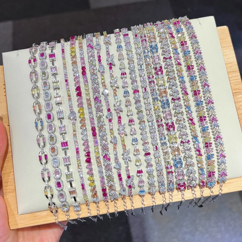 Women's S925 Sterling Silver 2023 Colored Zirconia Tennis Bracelet