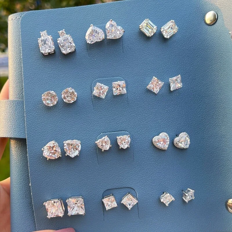 S925通体纯银单钻锆石耳钉女欧美耳环耳饰品，细节 1
