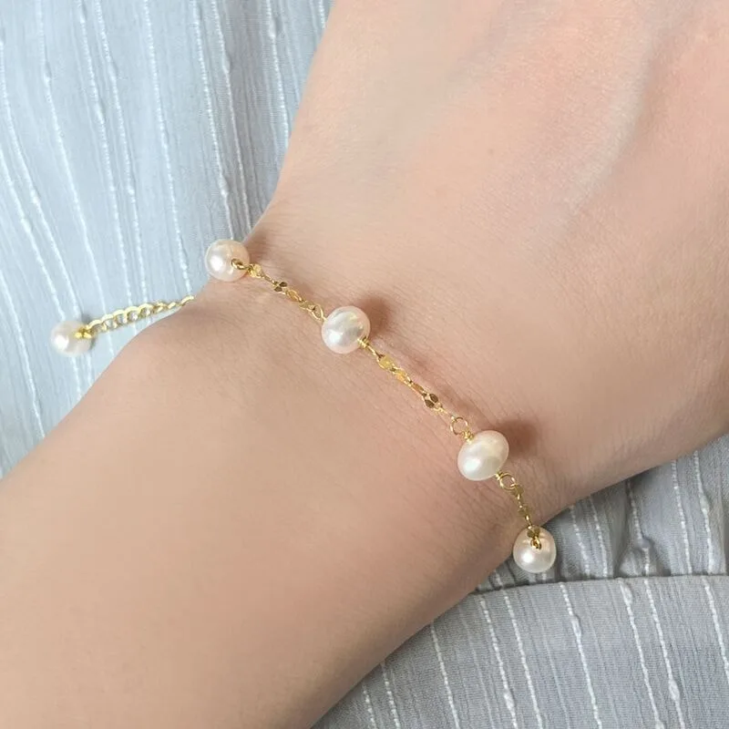 S925纯银珍珠手链女网红欧美小众设计时尚简约百搭手饰品，细节 1