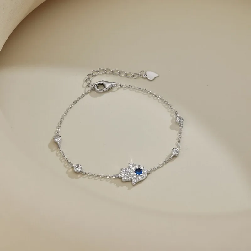 新款S925纯银手掌造型手链女微镶锆石日韩精致小众高颜值手链
