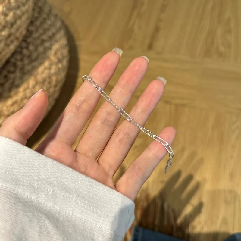 S925纯银纹理感回形扣极简ins风手链百搭日常设计感冷淡高级